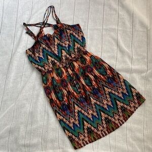 Speed Control sleeveless mini sundress with stunning bright colors.